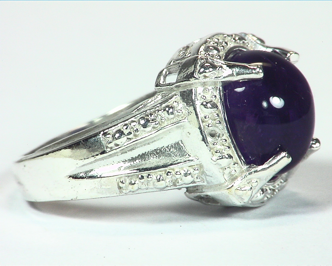 AMETHYST CABOCHON SET IN A STERLING SILVER BEAUTIFUL DESIGN RSS,623 - Image 2