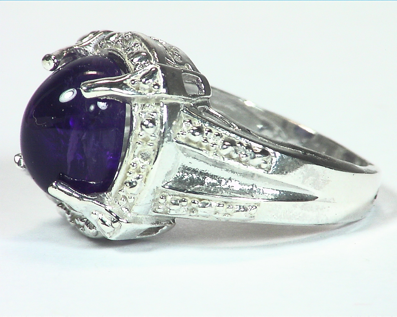 AMETHYST CABOCHON SET IN A STERLING SILVER BEAUTIFUL DESIGN RSS,623 - Image 3