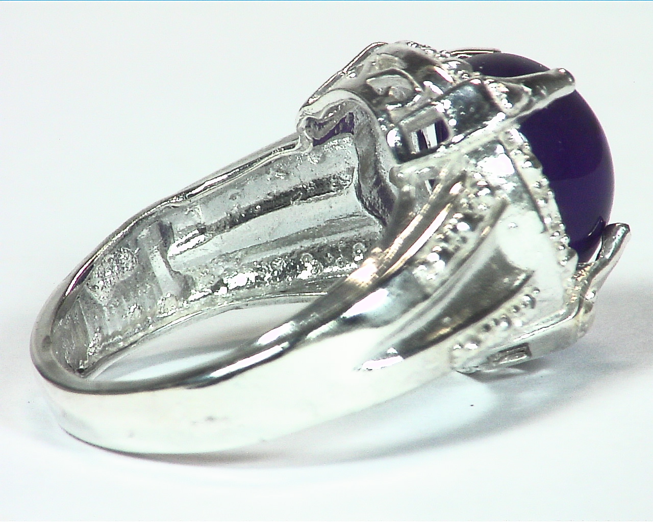 AMETHYST CABOCHON SET IN A STERLING SILVER BEAUTIFUL DESIGN RSS,623 - Image 5