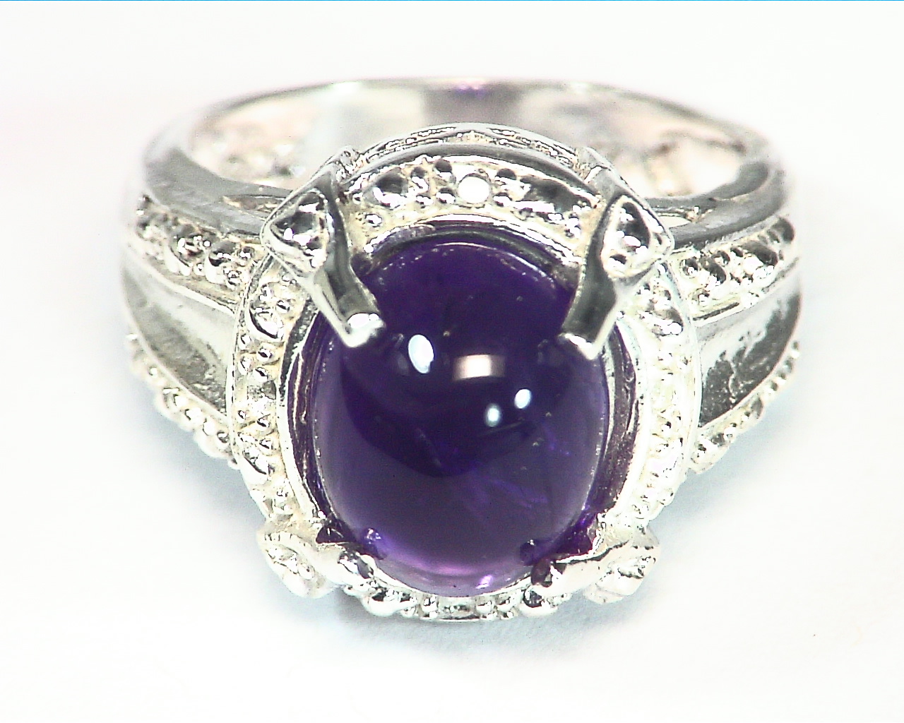 AMETHYST CABOCHON SET IN A STERLING SILVER BEAUTIFUL DESIGN RSS,623 - Image 6