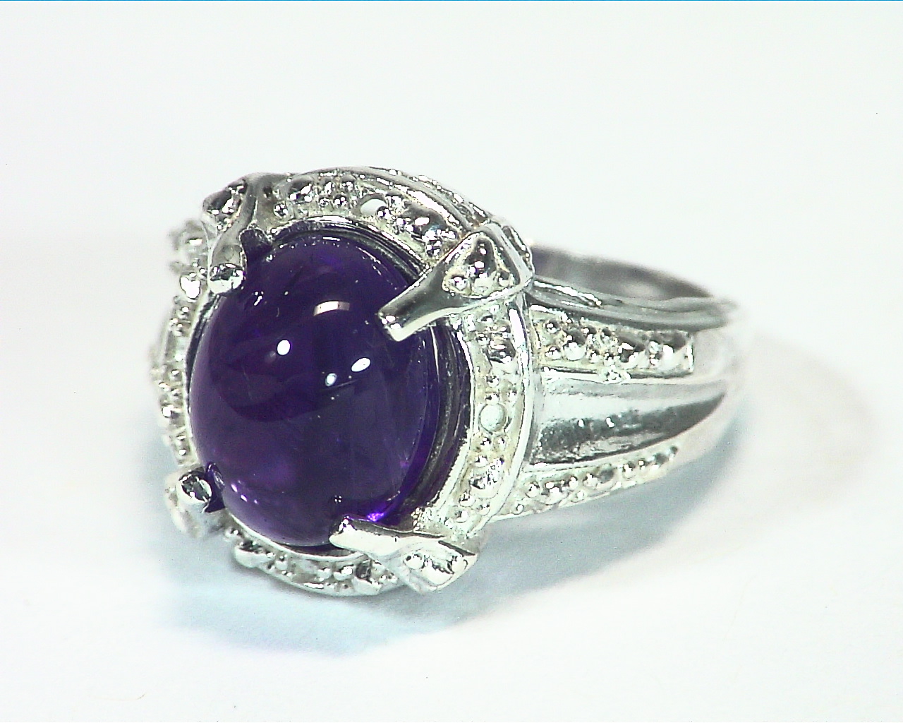 AMETHYST CABOCHON SET IN A STERLING SILVER BEAUTIFUL DESIGN RSS,623 - Image 7