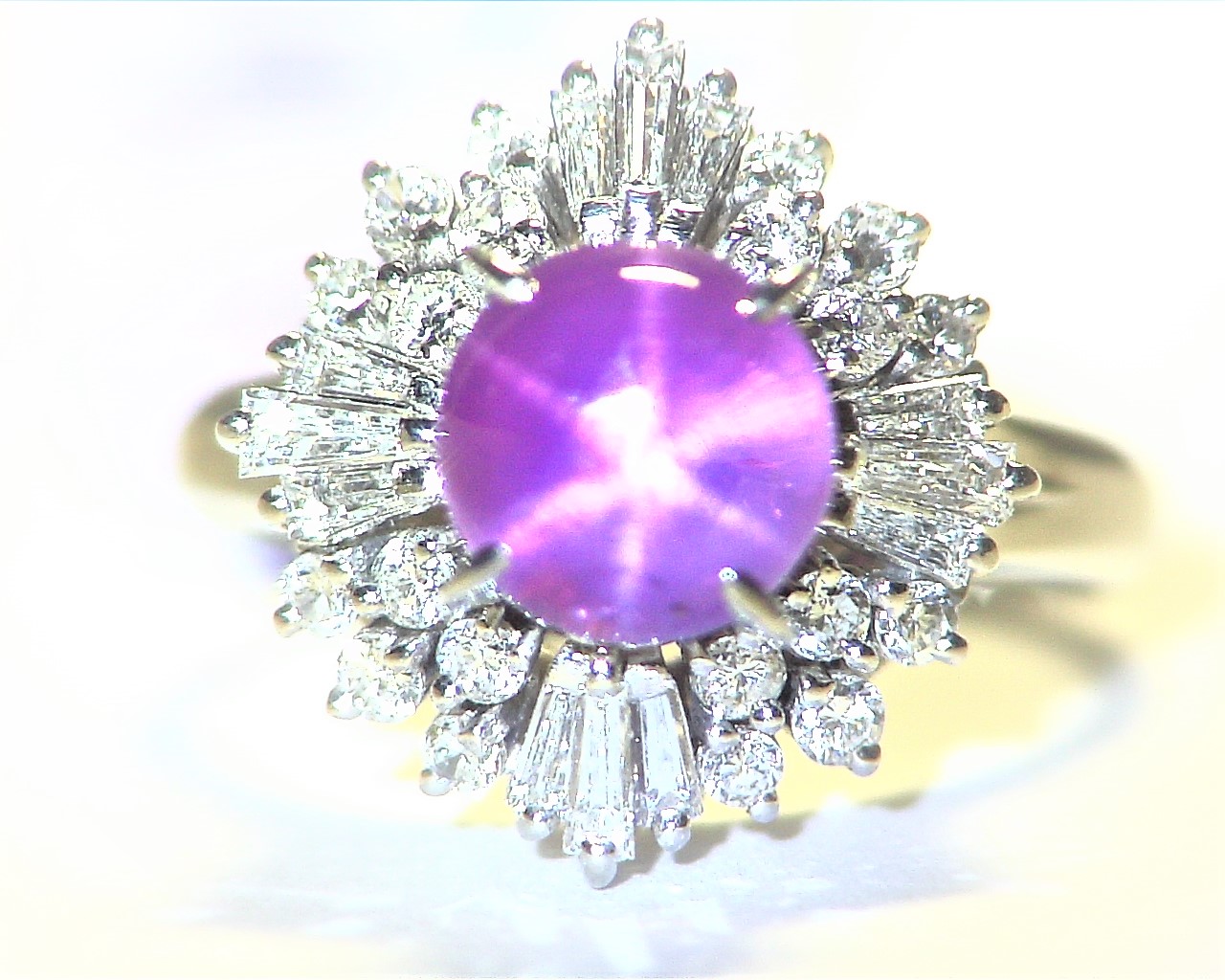 Star Ruby Natural Genuine Gemstone,Diamond,Platinum, Lady,s Ring,RFK,384 - Image 2