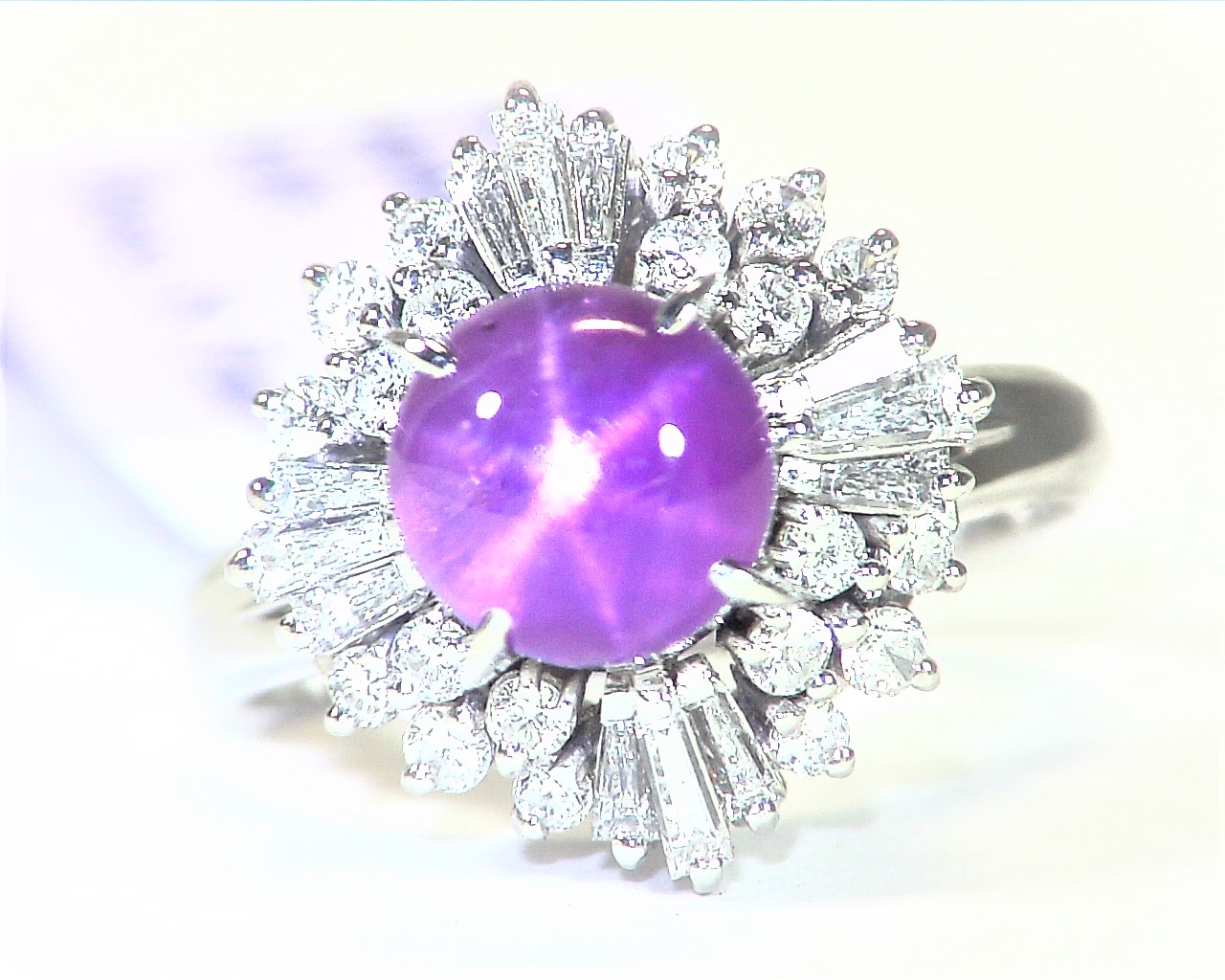 Star Ruby Natural Genuine Gemstone,Diamond,Platinum, Lady,s Ring,RFK,384 - Image 3