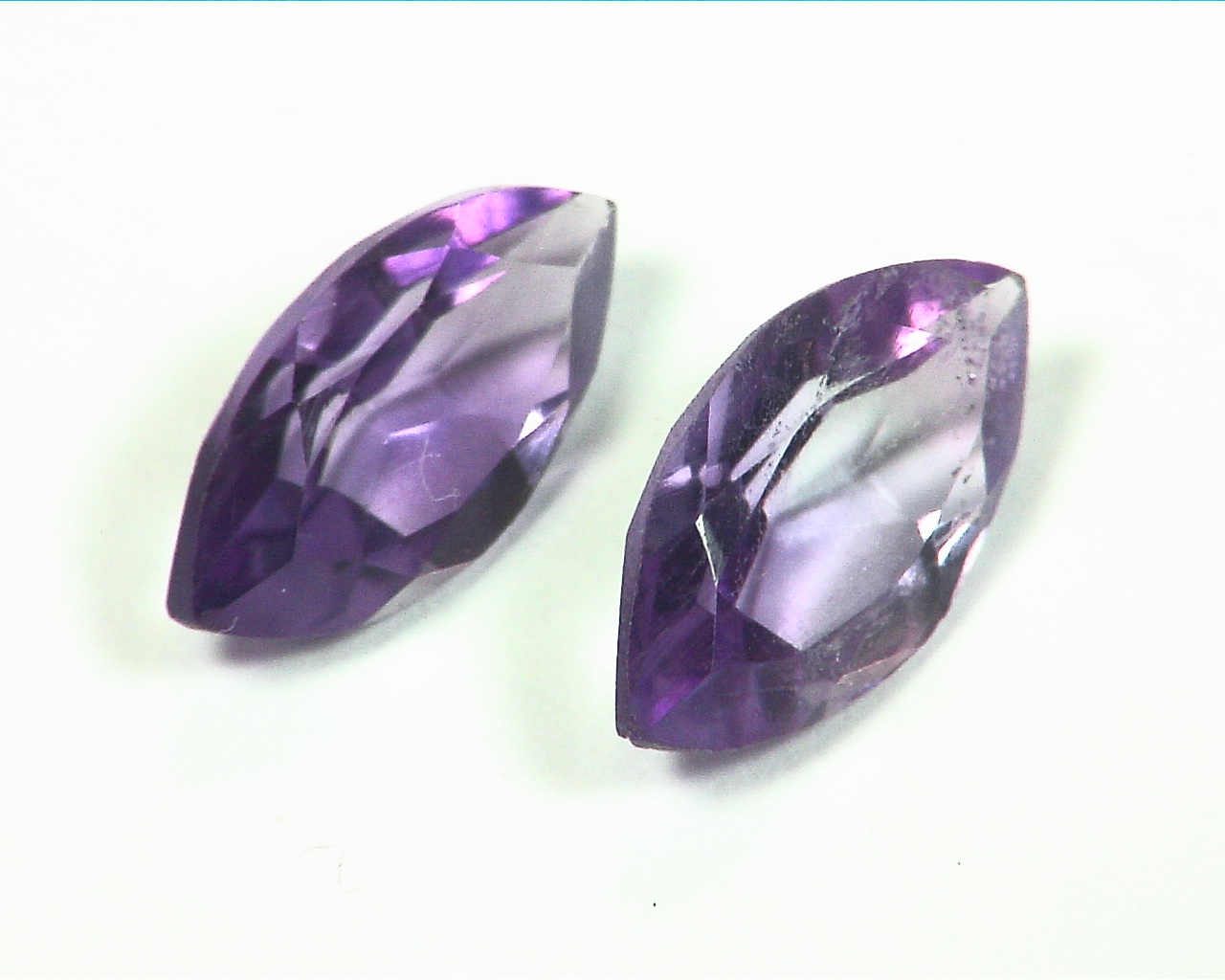 Amethyst Faceted Natural Genuine Gemstone Marquise Cut Matched Pair GSG,210 - Image 2