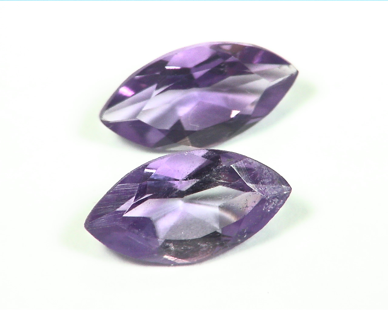 Amethyst Faceted Natural Genuine Gemstone Marquise Cut Matched Pair GSG,210 - Image 3