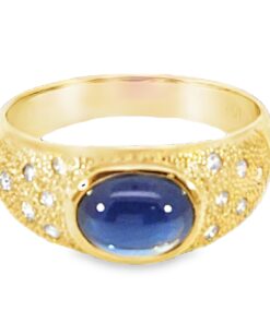 Alternative view of Blue Sapphire Natural Genuine 18 KT, Yellow Gold Diamond Engagement Ring H13