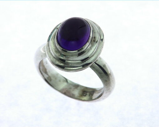 Amethyst Cabochon Sterling Silver Ring.