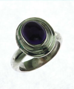 Amethyst Cabochon Sterling Silver Ring.