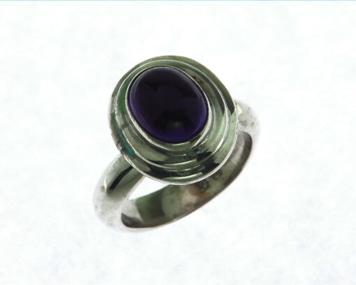 Amethyst Cabochon Sterling Silver Ring.