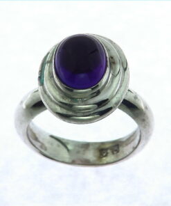 Amethyst Cabochon Sterling Silver Ring.