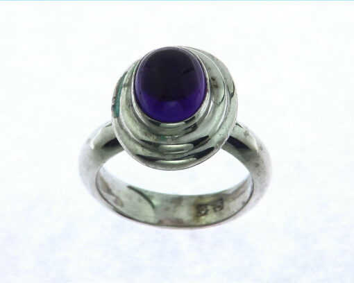 Amethyst Cabochon Sterling Silver Ring.