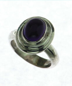 Amethyst Cabochon Sterling Silver Ring.