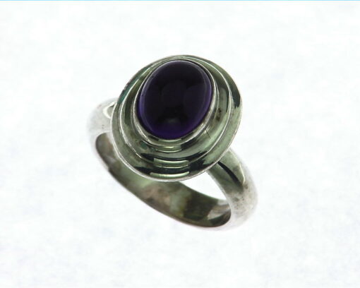 Amethyst Cabochon Sterling Silver Ring.
