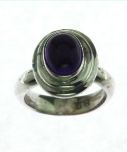 Amethyst Cabochon Sterling Silver Ring.