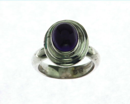 Amethyst Cabochon Sterling Silver Ring.