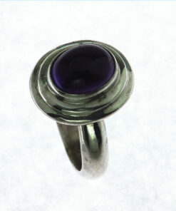 Amethyst Cabochon Sterling Silver Ring.