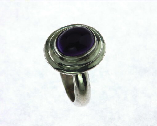 Amethyst Cabochon Sterling Silver Ring.