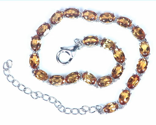 Citrine Genuine Gemstone Sterling Silver Bracelet BR,787