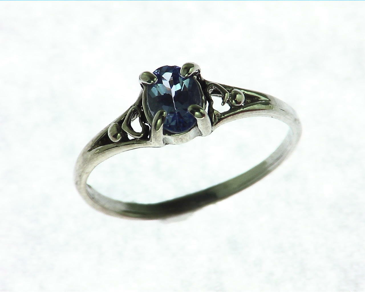 Blue Sapphire Sterling Silver Ring.