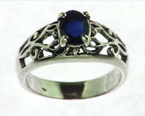 Blue Sapphire Sterling Silver Ring.