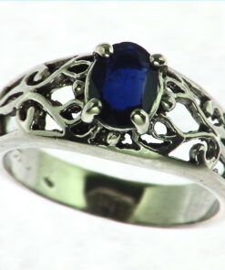 Blue Sapphire Sterling Silver Ring.