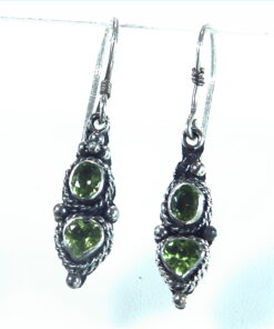 Peridot Natural Genuine Gemstone Sterling Silver Earrings ESS,798