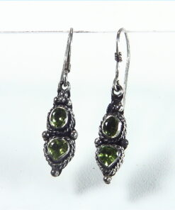 Peridot Natural Genuine Gemstone Sterling Silver Earrings ESS,798