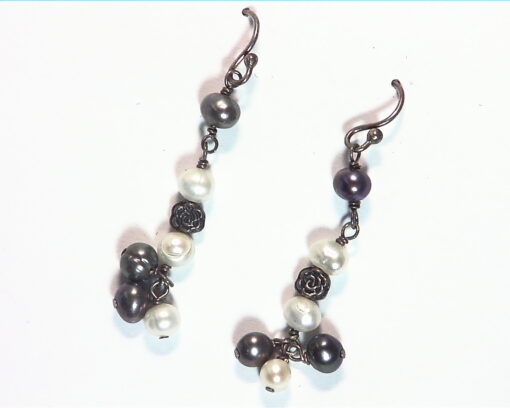Pearl Sterling Silver Dangling earrings ESS,851