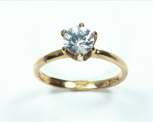 White Zircon Natural Genuine Gemstone Lady,s Gold Ring RFK223