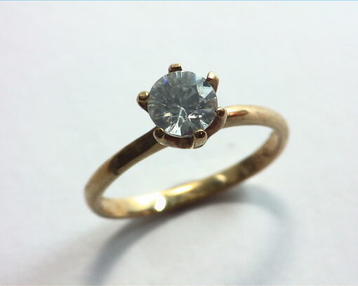 White Zircon Natural Genuine Gemstone Lady,s Gold Ring RFK223