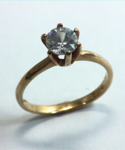 White Zircon Natural Genuine Gemstone Lady,s Gold Ring RFK223