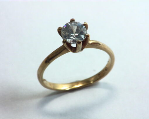White Zircon Natural Genuine Gemstone Lady,s Gold Ring RFK223