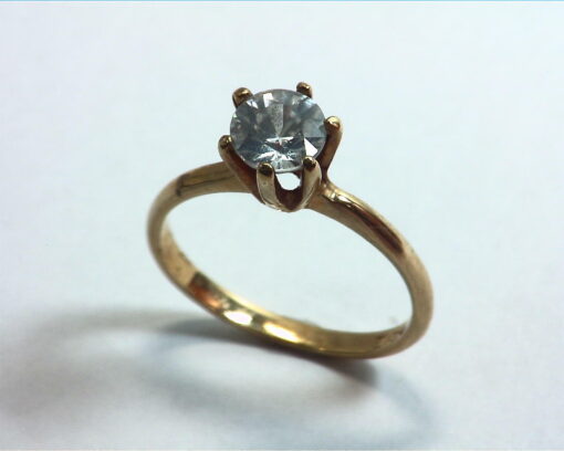 White Zircon Natural Genuine Gemstone Lady,s Gold Ring RFK223