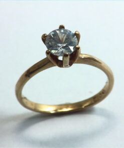 White Zircon Natural Genuine Gemstone Lady,s Gold Ring RFK223