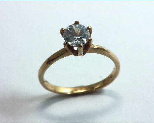 White Zircon Natural Genuine Gemstone Lady,s Gold Ring RFK223