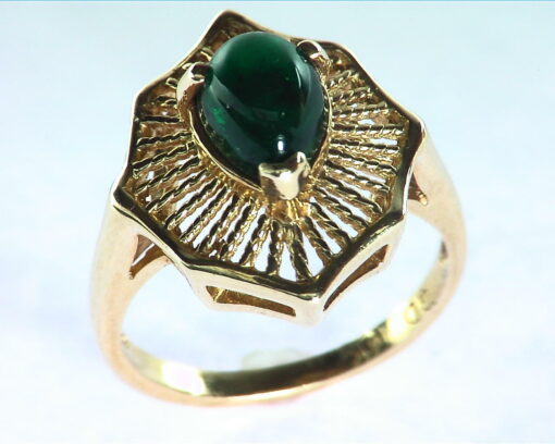 Emerald Engagement Ring in 14 kt Yellow Gold in a Beautiful Design RFK126