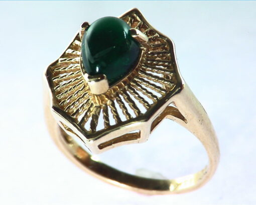 Emerald Engagement Ring in 14 kt Yellow Gold in a Beautiful Design RFK126