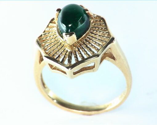 Emerald Engagement Ring in 14 kt Yellow Gold in a Beautiful Design RFK126