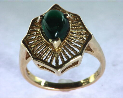Emerald Engagement Ring in 14 kt Yellow Gold in a Beautiful Design RFK126
