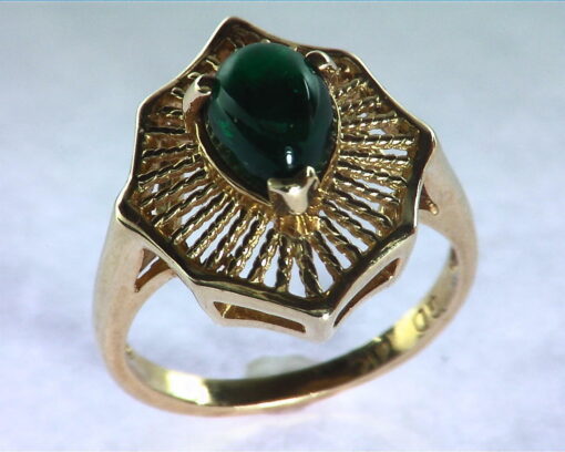 Emerald Engagement Ring in 14 kt Yellow Gold in a Beautiful Design RFK126