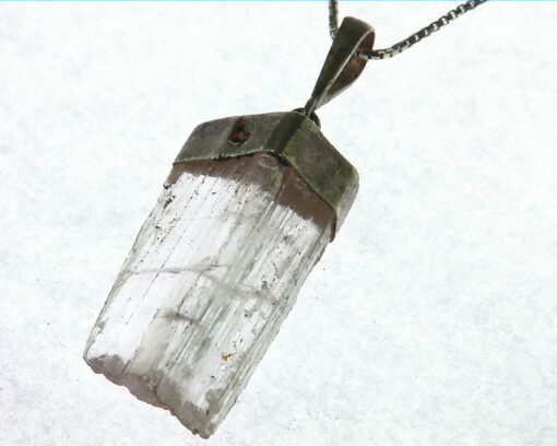 Kunzite natural genuine Crystal Pendant in Silver PSS,1015
