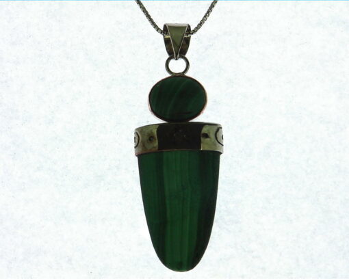 Mallakite Bullet Shape Sterling Silver Pendant.