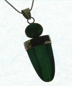 Mallakite Bullet Shape Sterling Silver Pendant.