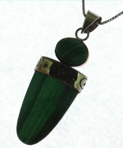 Mallakite Bullet Shape Sterling Silver Pendant.