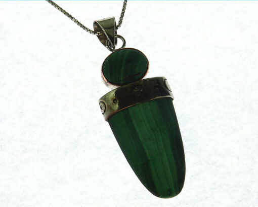Mallakite Bullet Shape Sterling Silver Pendant.