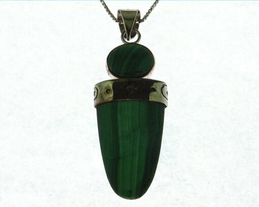 Mallakite Bullet Shape Sterling Silver Pendant.