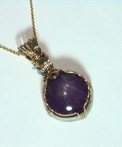 Star Ruby Natural Genuine Gemstone Yellow Gold Pendent, NFG,978