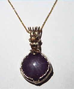 Star Ruby Natural Genuine Gemstone Yellow Gold Pendent, NFG,978