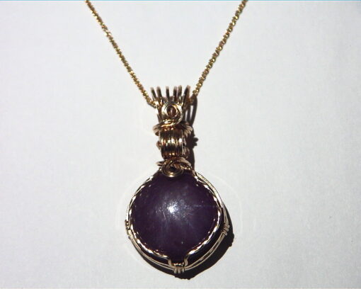Star Ruby Natural Genuine Gemstone Yellow Gold Pendent, NFG,978