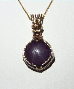 Star Ruby Natural Genuine Gemstone Yellow Gold Pendent, NFG,978